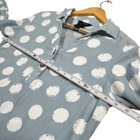 Ali Miles Women's Polka Dot Long Sleeve Collared Button Up Shirt Size S - Picture 5 of 8